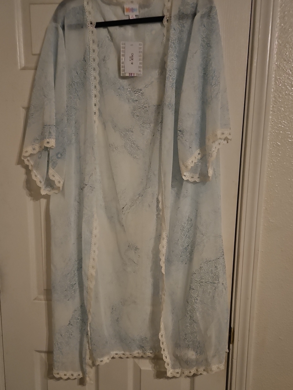 LuLaRoe Light Blue Lace-Trim Kimono
